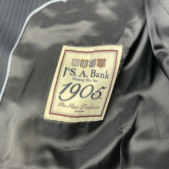 JOS A BANK 1905 Mens 39 Regular Navy Pinstripe Wool Blend Suit Jacket Blazer - Picture 3 of 13